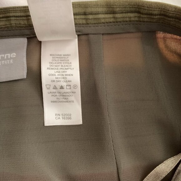 Liz Claiborne Women Skirt 6P Green Striped Polyester Wrap Pencil Midi Lined - Picture 9 of 9